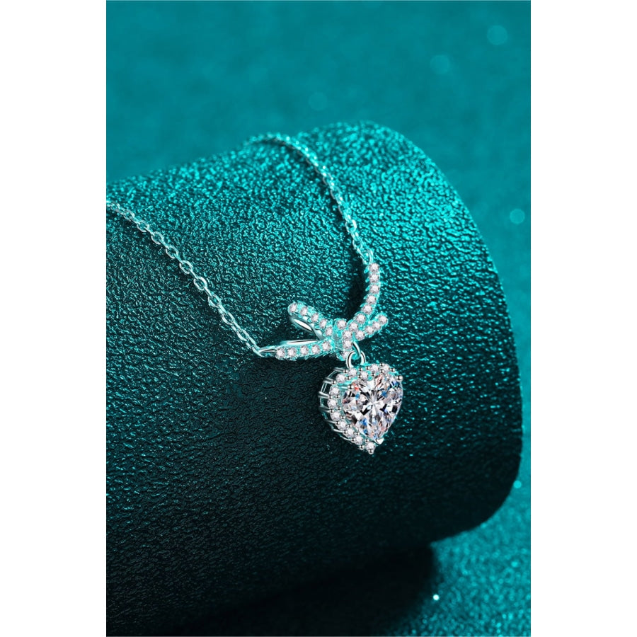 1 Carat Moissanite Heart Pendant Necklace Silver / One Size