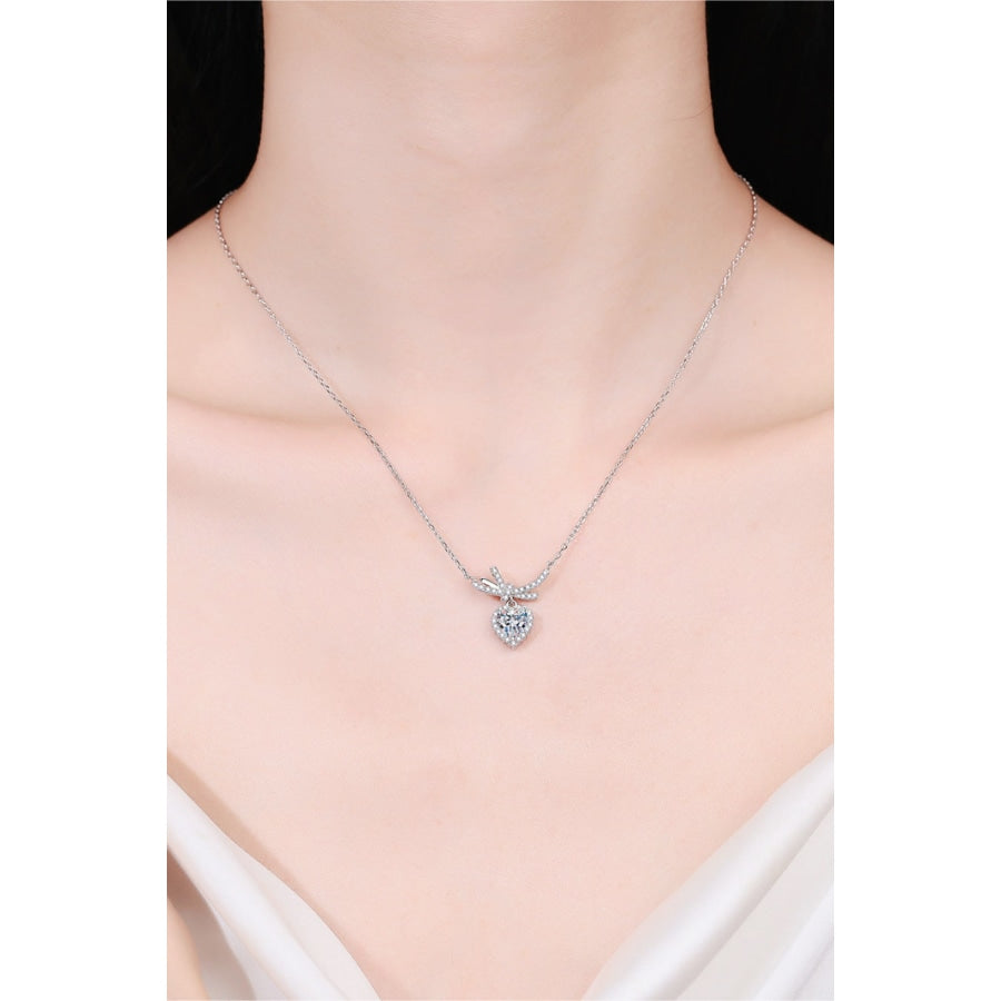 1 Carat Moissanite Heart Pendant Necklace Silver / One Size