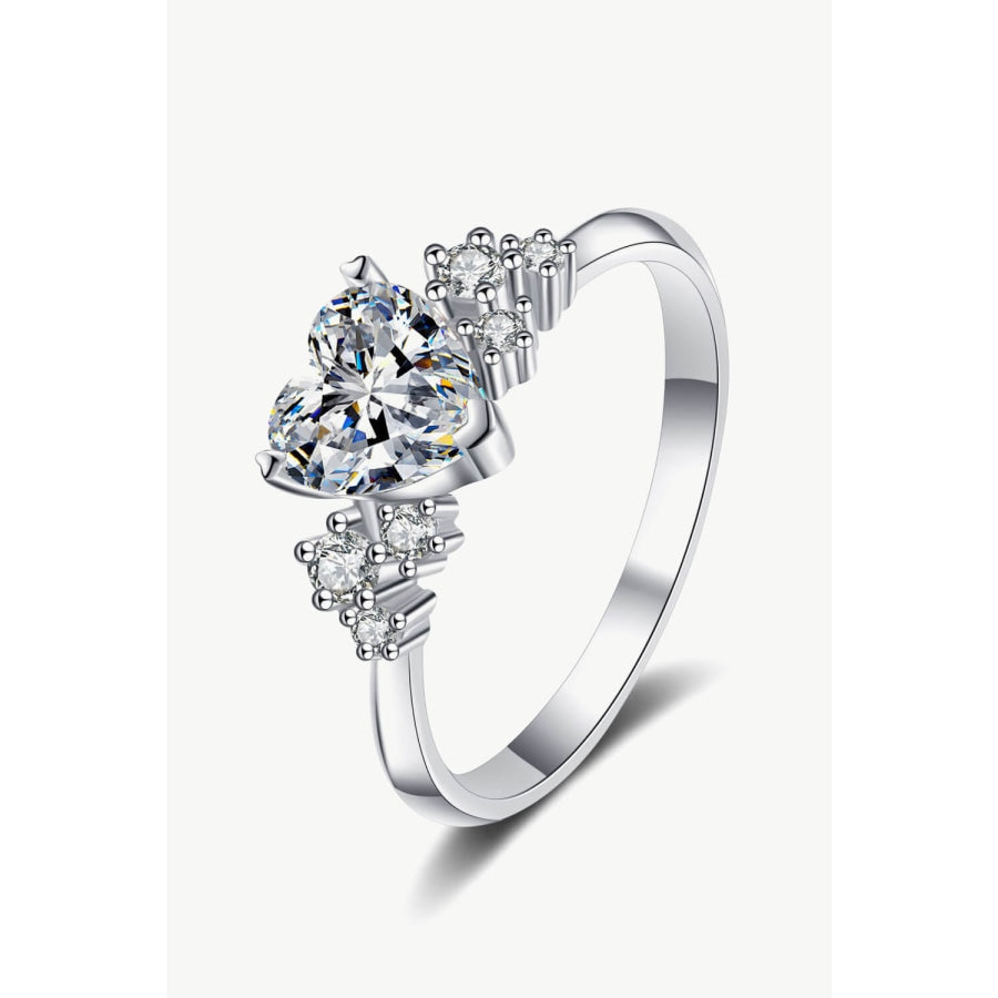 1 Carat Moissanite Heart Ring Silver / 4