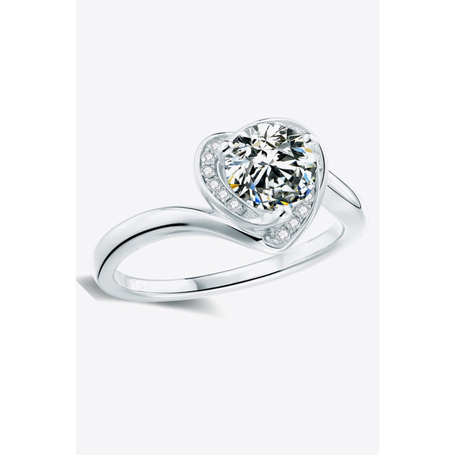 1 Carat Moissanite Heart Ring Silver / 4.5