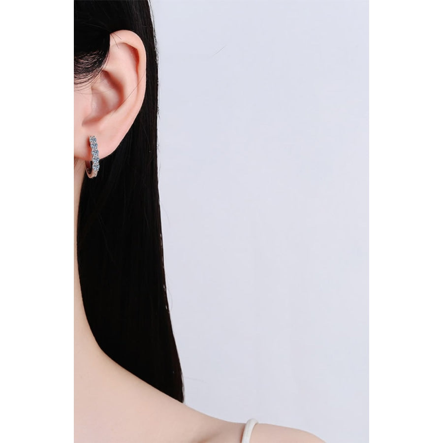1 Carat Moissanite Hoop Earrings Silver / One Size