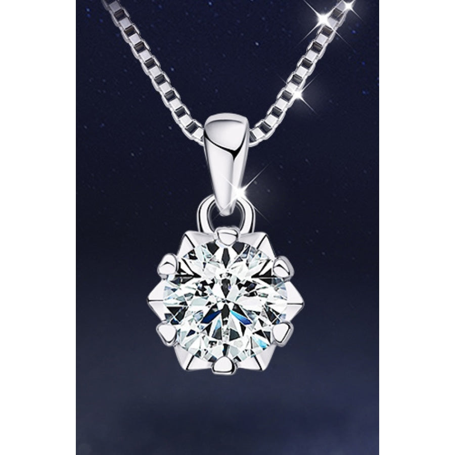 1 Carat Moissanite Pendant Platinum-Plated Necklace Silver / One Size