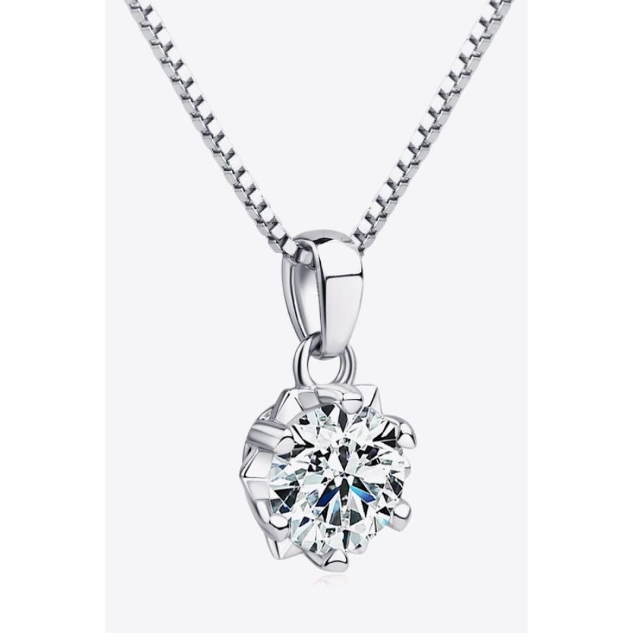 1 Carat Moissanite Pendant Platinum-Plated Necklace Silver / One Size