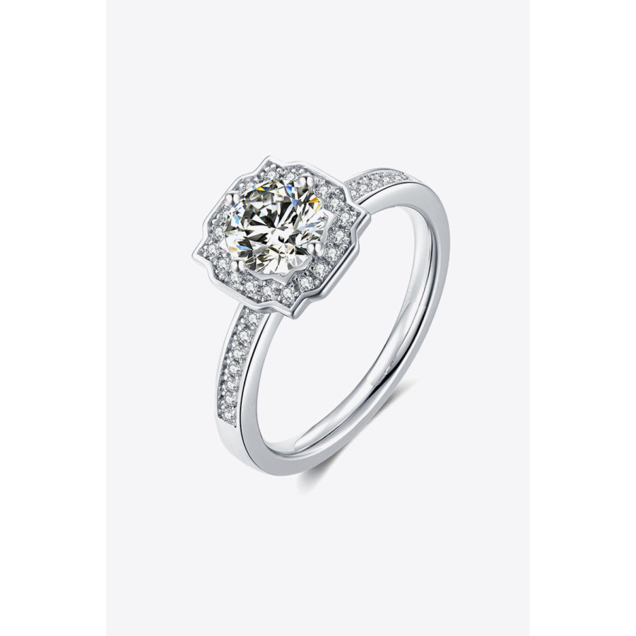 1 Carat Moissanite Platinum-Plated Ring Silver / 4.5