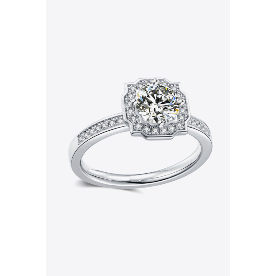 1 Carat Moissanite Platinum-Plated Ring Silver / 4.5