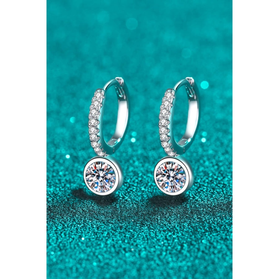 1 Carat Moissanite Rhodium-Plated Drop Earrings Silver / One Size