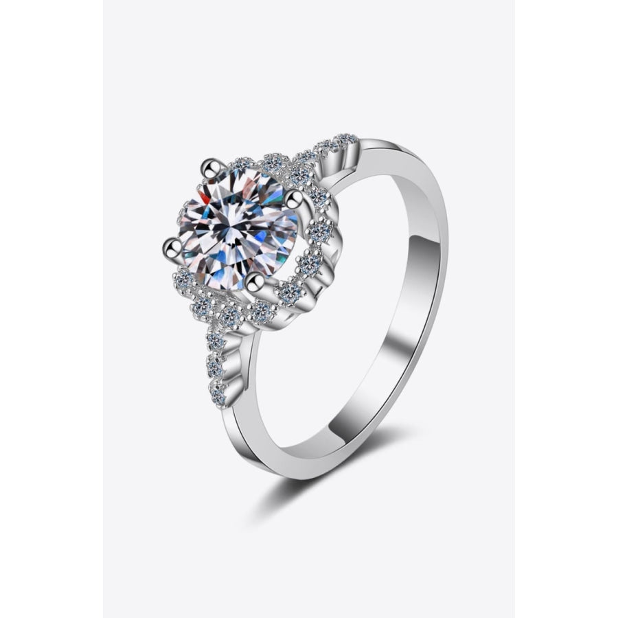 1 Carat Moissanite Rhodium-Plated Halo Ring Silver / 5