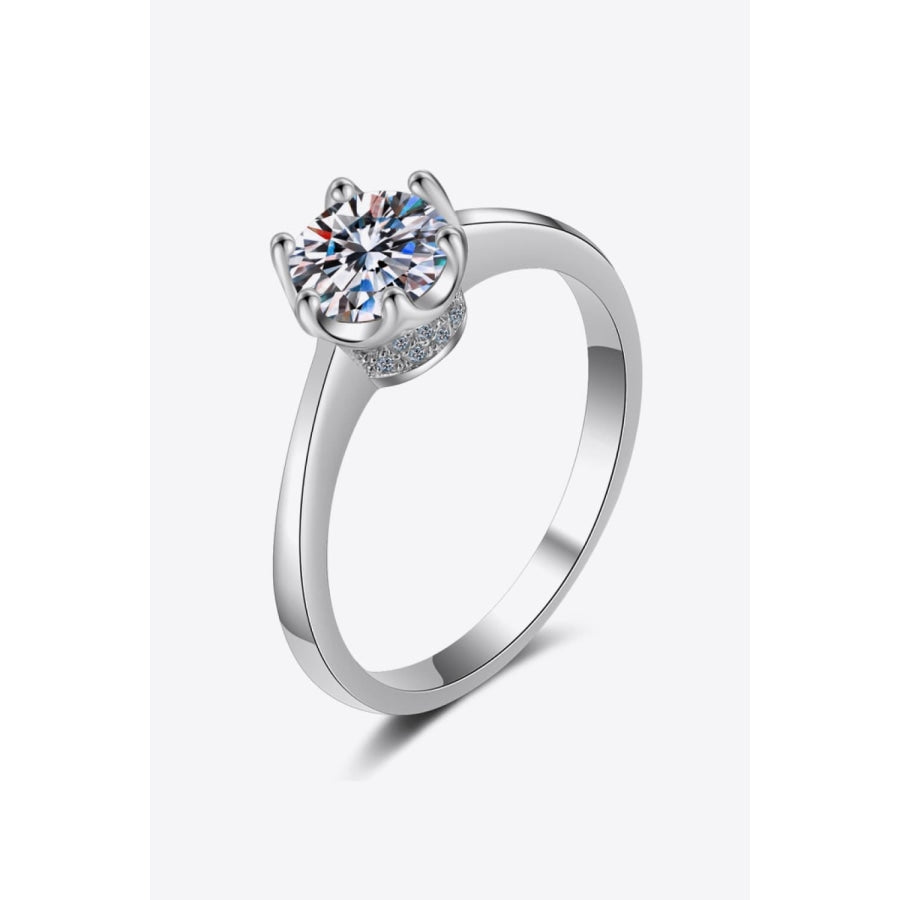1 Carat Moissanite Rhodium-Plated Solitaire Ring Silver / 5