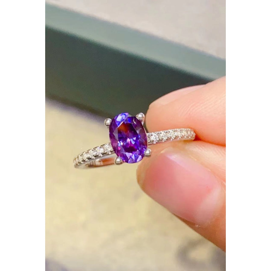 1 Carat Purple Moissanite 4-Prong Ring Purple / 5