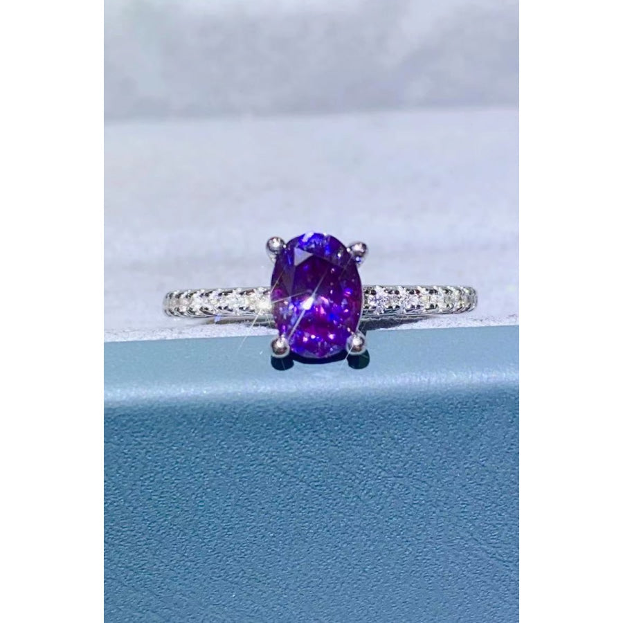 1 Carat Purple Moissanite 4-Prong Ring Purple / 5