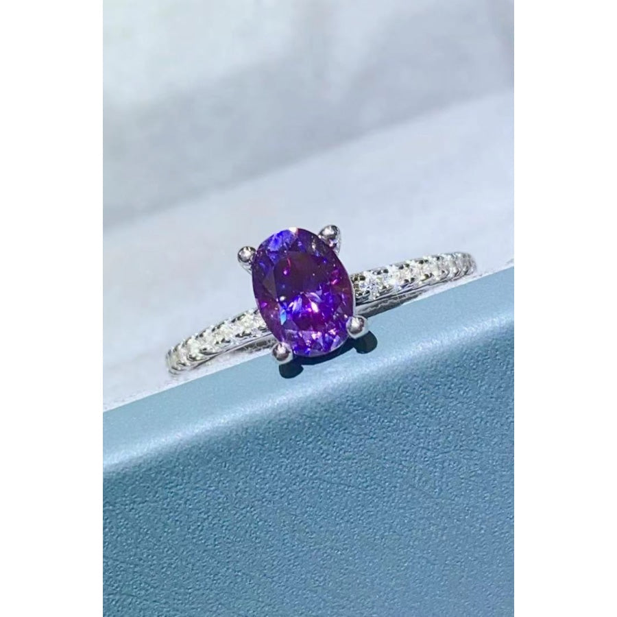 1 Carat Purple Moissanite 4-Prong Ring