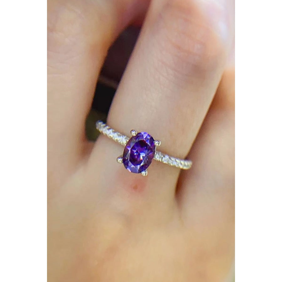 1 Carat Purple Moissanite 4-Prong Ring