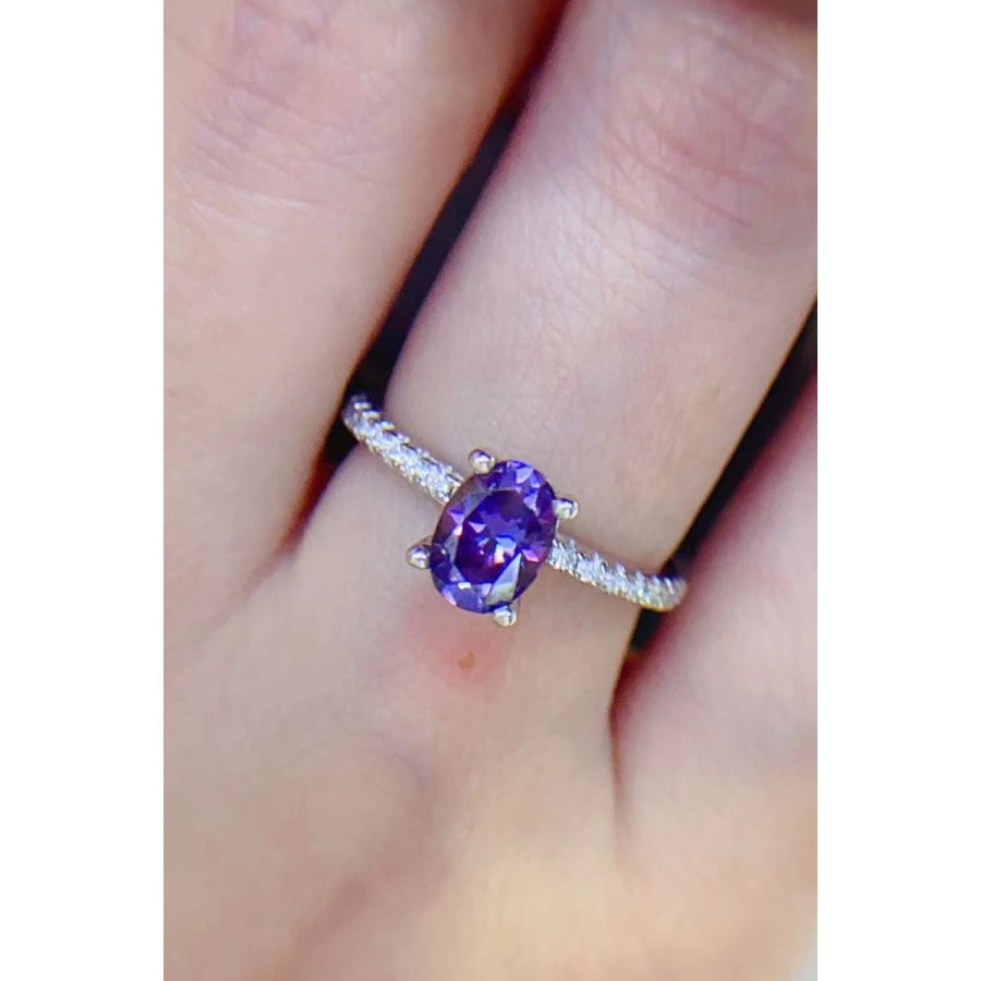 1 Carat Purple Moissanite 4-Prong Ring