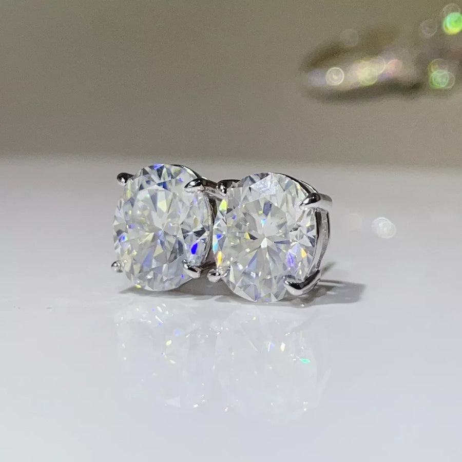 10 Carat 925 Sterling Silver Moissanite Earrings / One Size Apparel and Accessories