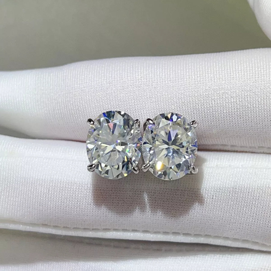 10 Carat 925 Sterling Silver Moissanite Earrings / One Size Apparel and Accessories