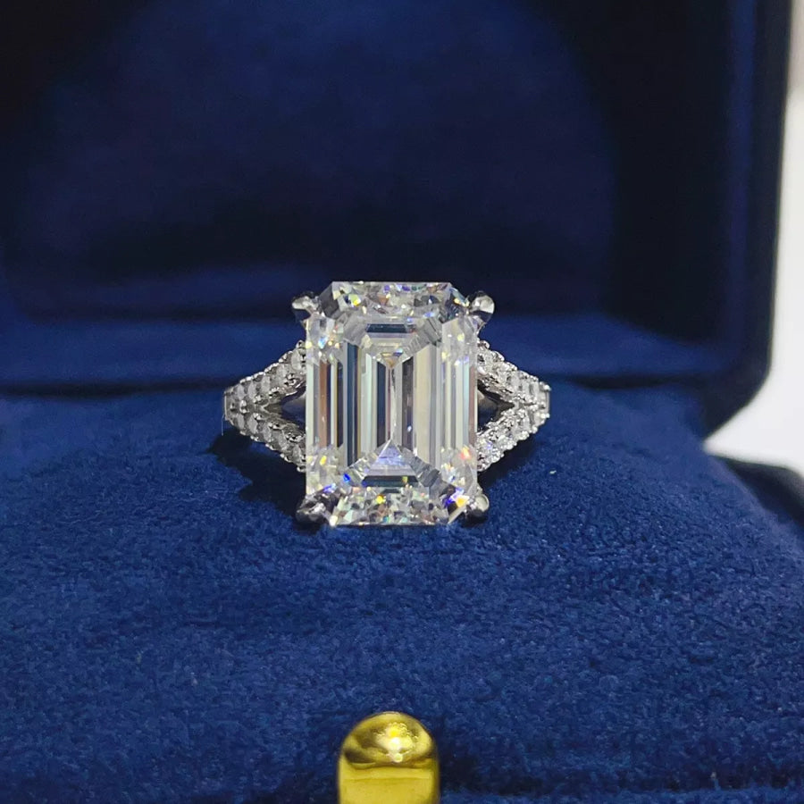 10 Carat 925 Sterling Silver Moissanite Ring / 5 Apparel and Accessories
