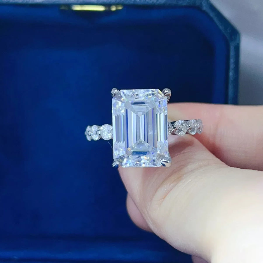 10 Carat 925 Sterling Silver Moissanite Ring Apparel and Accessories
