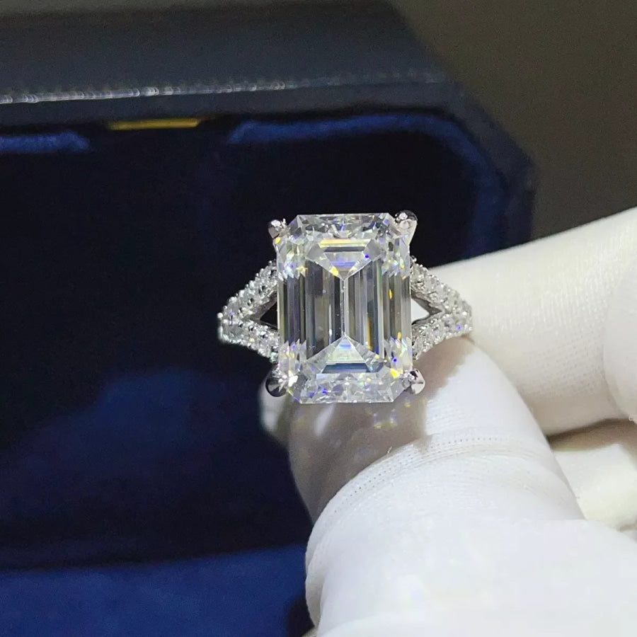 10 Carat 925 Sterling Silver Moissanite Ring Apparel and Accessories