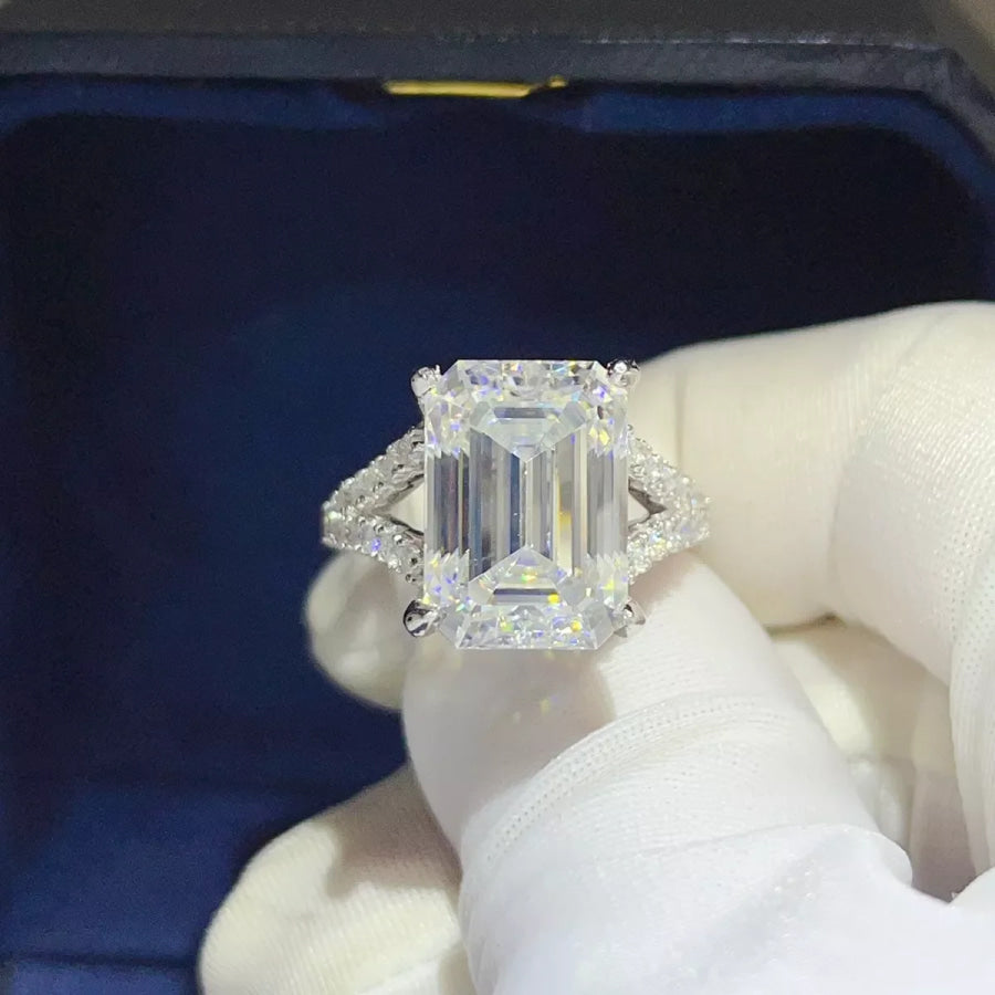 10 Carat 925 Sterling Silver Moissanite Ring Apparel and Accessories
