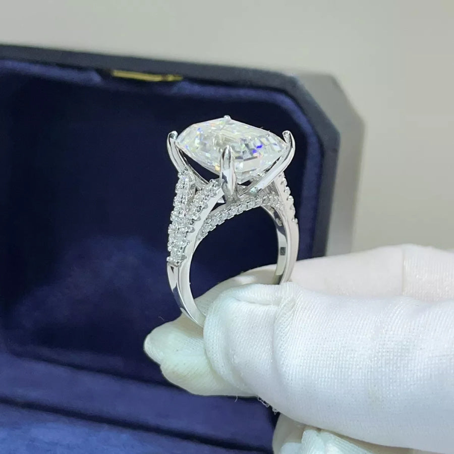10 Carat 925 Sterling Silver Moissanite Ring Apparel and Accessories