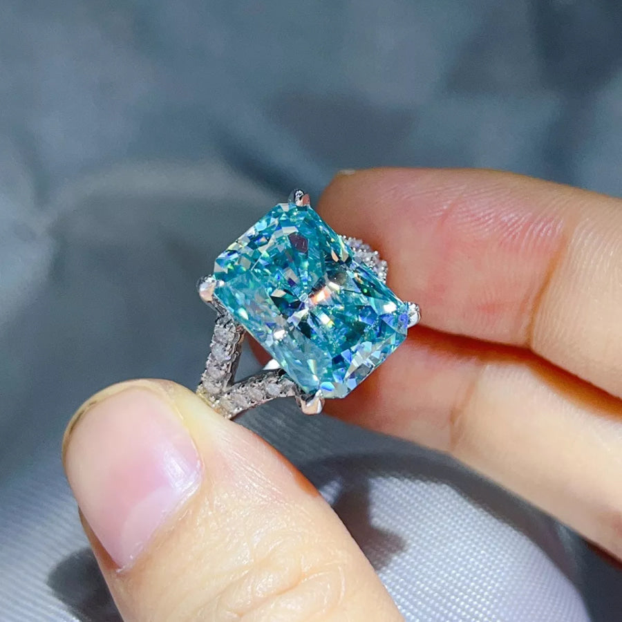 10 Carat 925 Sterling Silver Moissanite Ring Apparel and Accessories