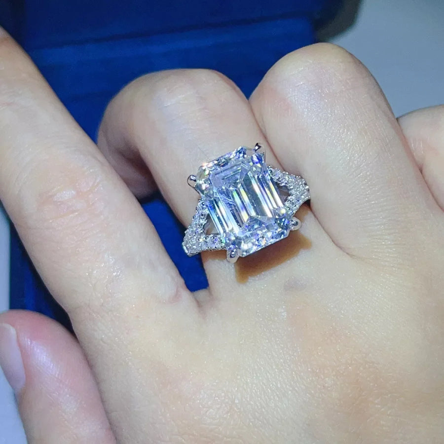 10 Carat 925 Sterling Silver Moissanite Ring Apparel and Accessories