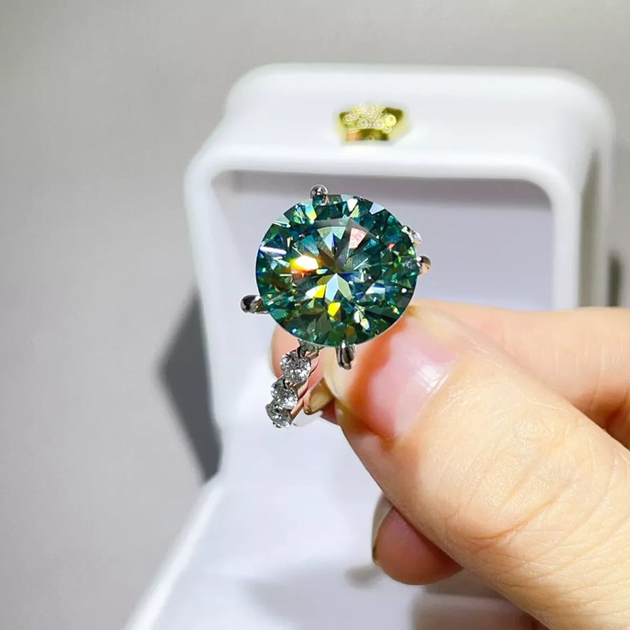 10 Carat 925 Sterling Silver Moissanite Ring Apparel and Accessories