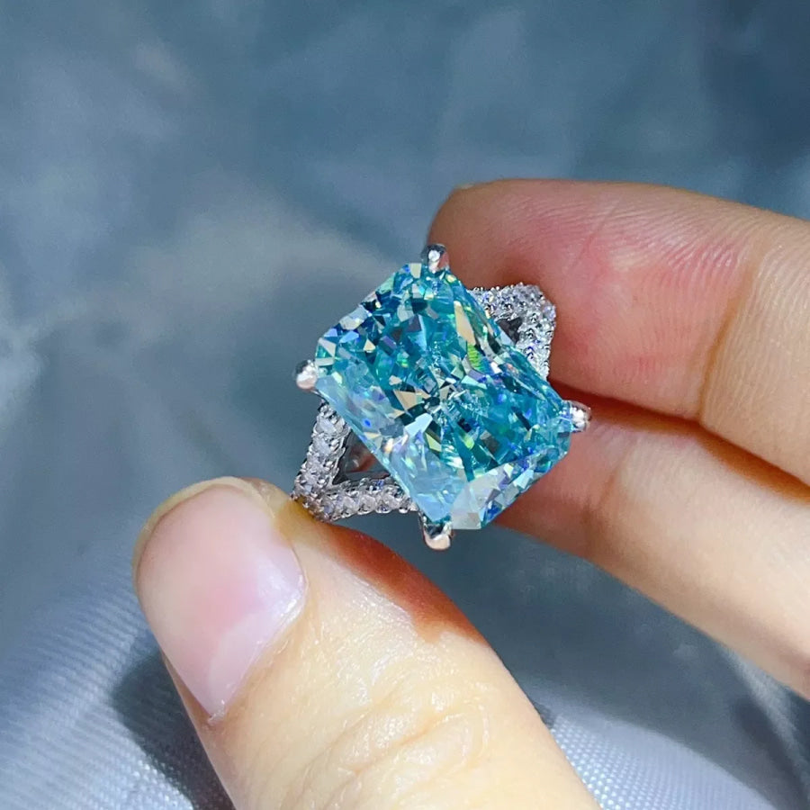 10 Carat 925 Sterling Silver Moissanite Ring Apparel and Accessories