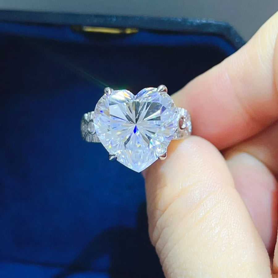 10 Carat 925 Sterling Silver Moissanite Ring Apparel and Accessories