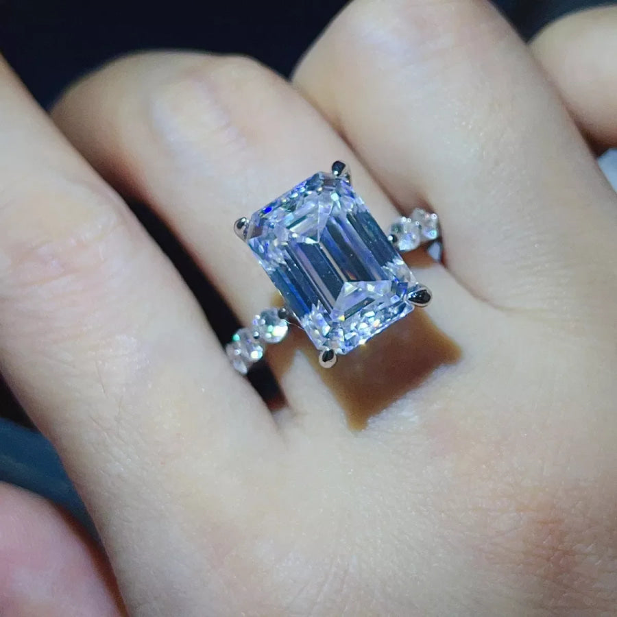 10 Carat 925 Sterling Silver Moissanite Ring Apparel and Accessories