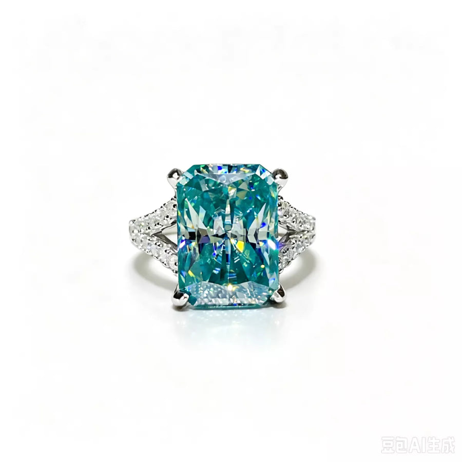 10 Carat 925 Sterling Silver Moissanite Ring Apparel and Accessories