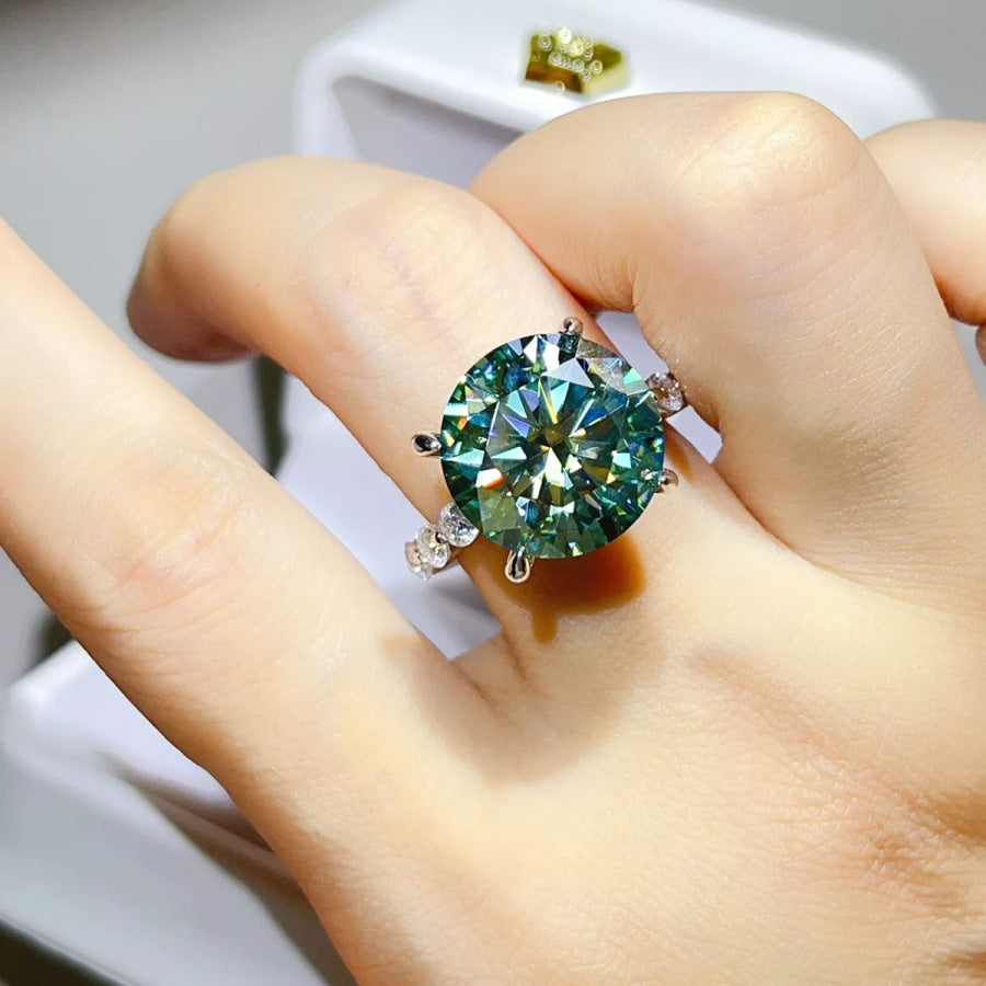 10 Carat 925 Sterling Silver Moissanite Ring Apparel and Accessories