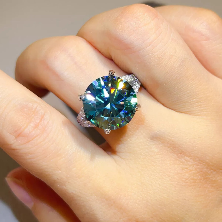 10 Carat 925 Sterling Silver Moissanite Ring Apparel and Accessories