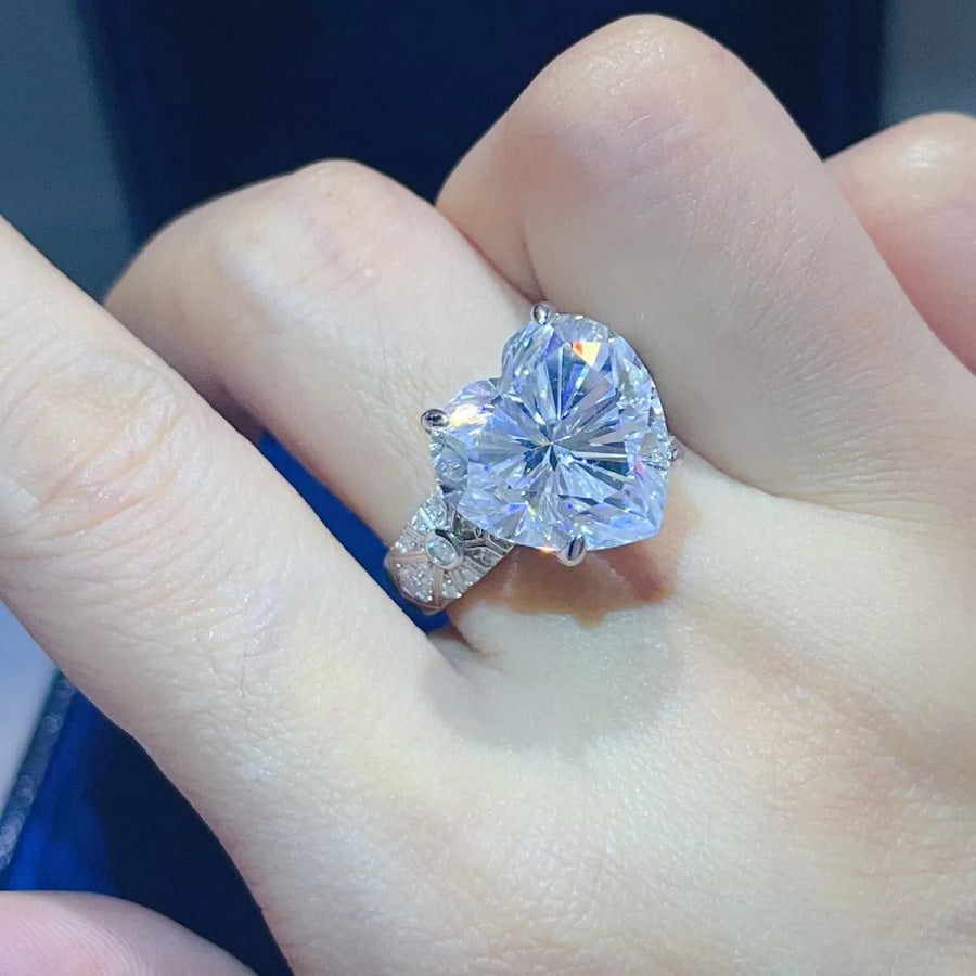 10 Carat 925 Sterling Silver Moissanite Ring Apparel and Accessories