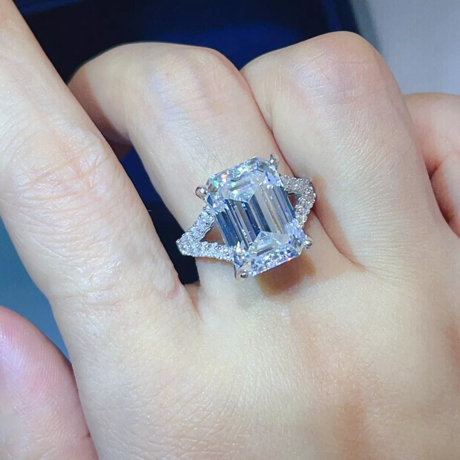 10 Carat 925 Sterling Silver Moissanite Ring Apparel and Accessories