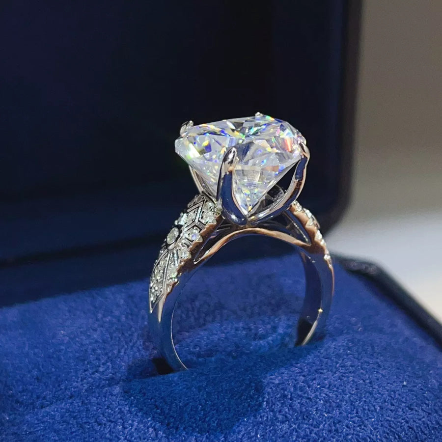 10 Carat 925 Sterling Silver Moissanite Ring Apparel and Accessories