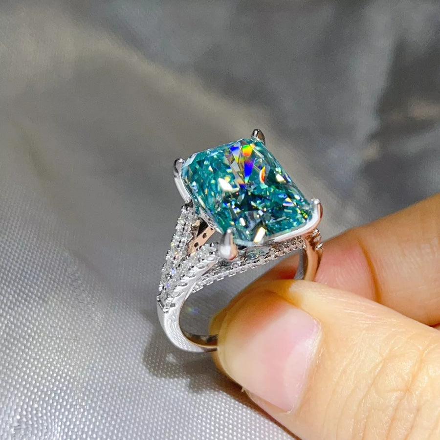 10 Carat 925 Sterling Silver Moissanite Ring Apparel and Accessories