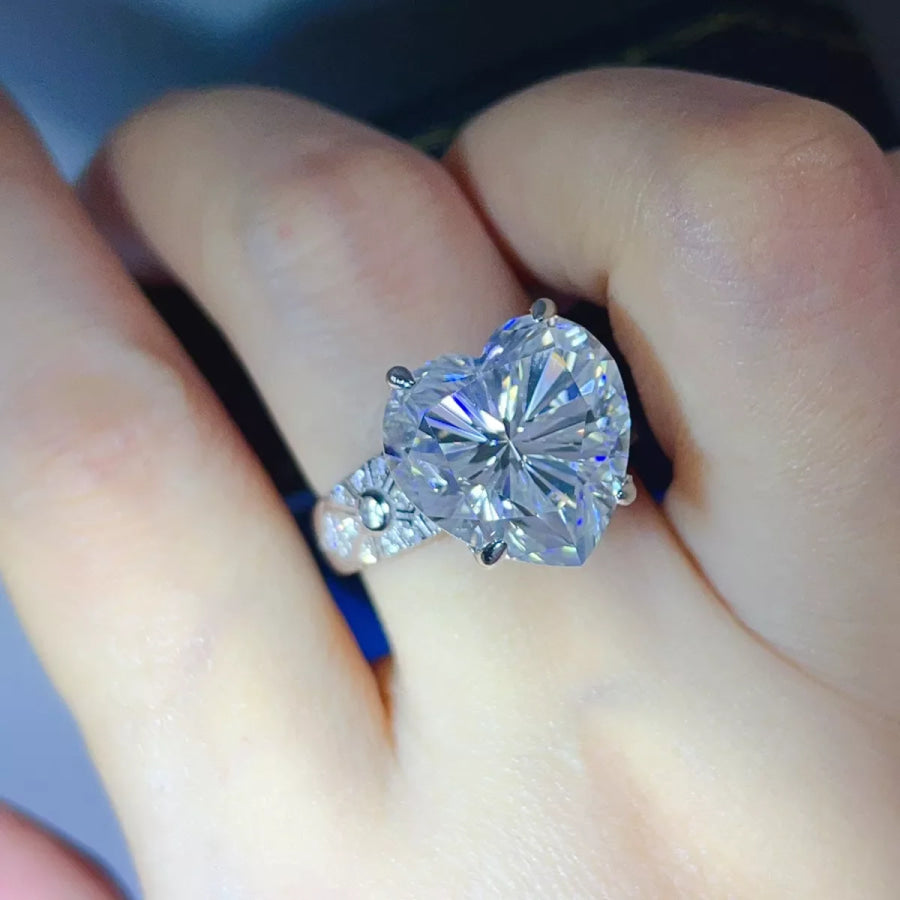 10 Carat 925 Sterling Silver Moissanite Ring Apparel and Accessories