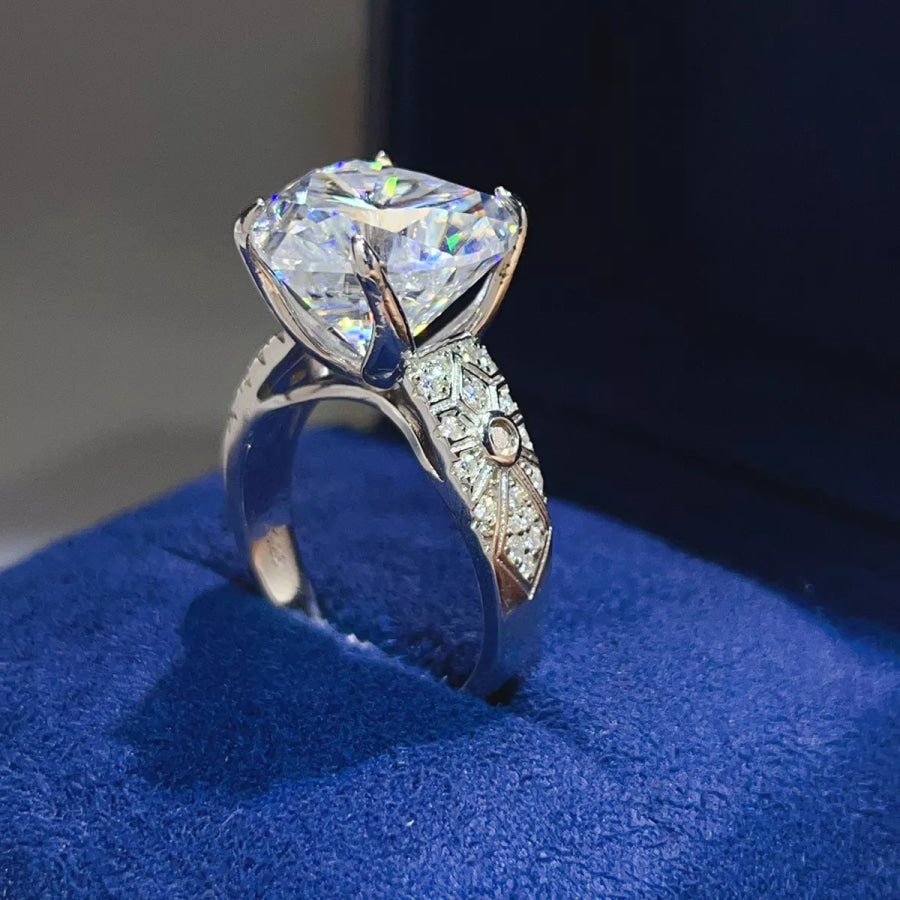 10 Carat 925 Sterling Silver Moissanite Ring Apparel and Accessories