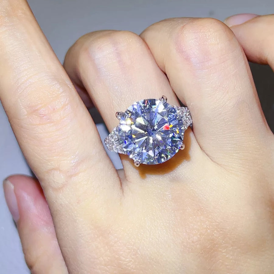 10 Carat 925 Sterling Silver Moissanite Ring Apparel and Accessories
