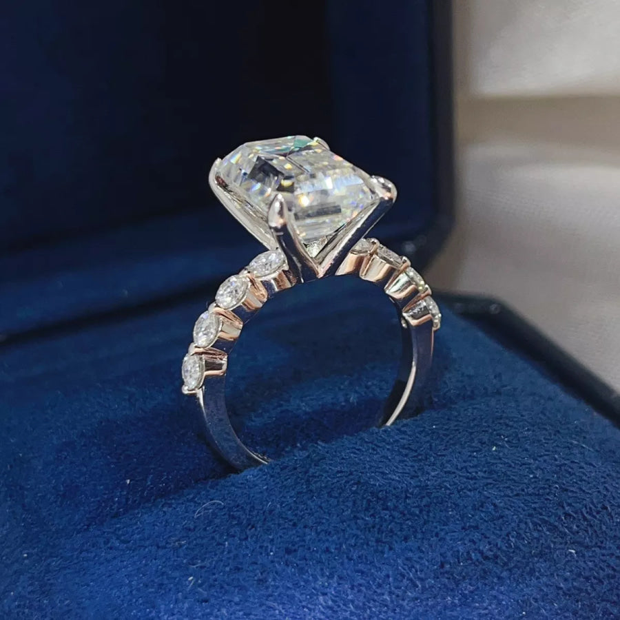 10 Carat 925 Sterling Silver Moissanite Ring Apparel and Accessories