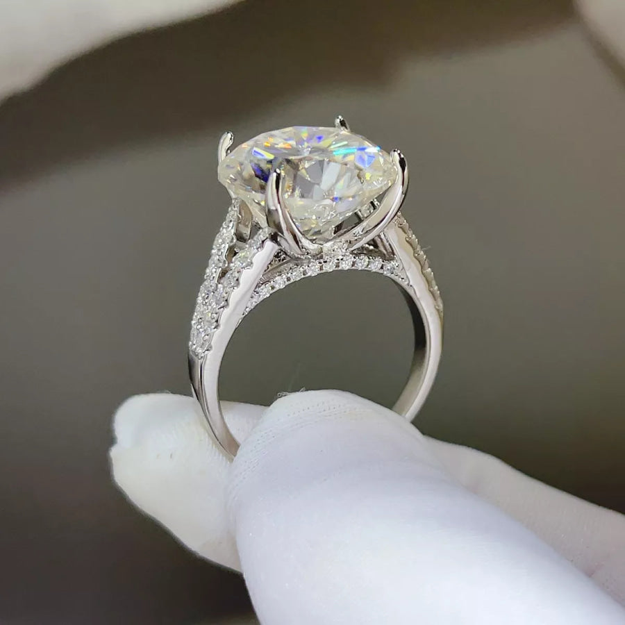 10 Carat 925 Sterling Silver Moissanite Ring Apparel and Accessories