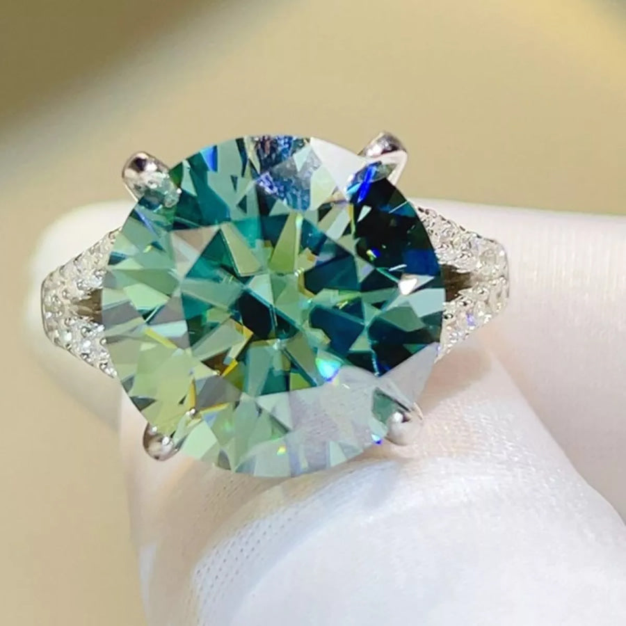 10 Carat 925 Sterling Silver Moissanite Ring Apparel and Accessories