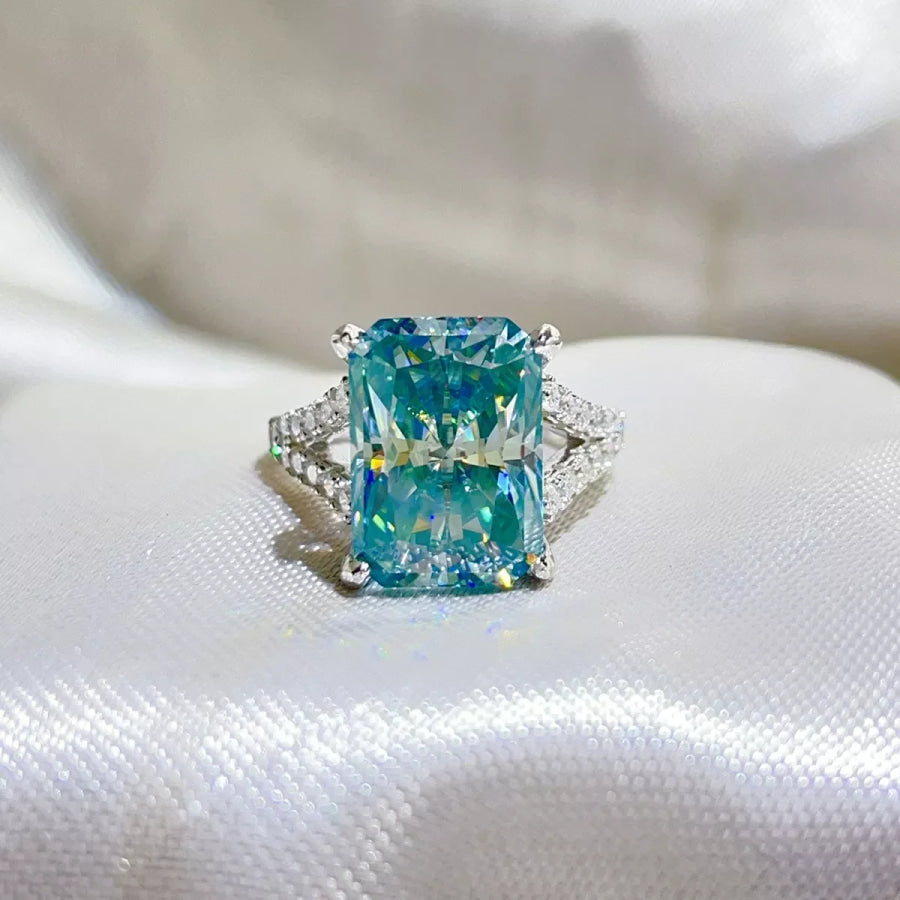 10 Carat 925 Sterling Silver Moissanite Ring Mint Blue / 5 Apparel and Accessories
