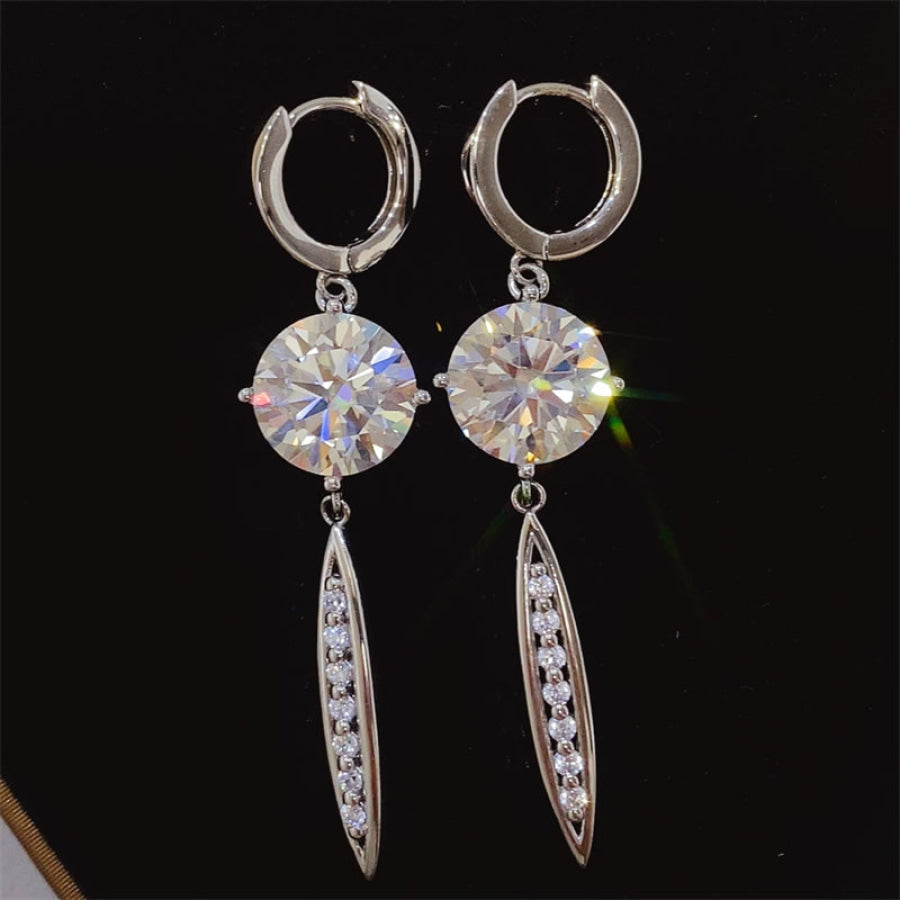 10 Carat Moissanite 925 Sterling Silver Earrings Silver / One Size Apparel and Accessories