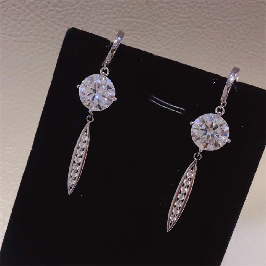 10 Carat Moissanite 925 Sterling Silver Earrings Silver / One Size Apparel and Accessories