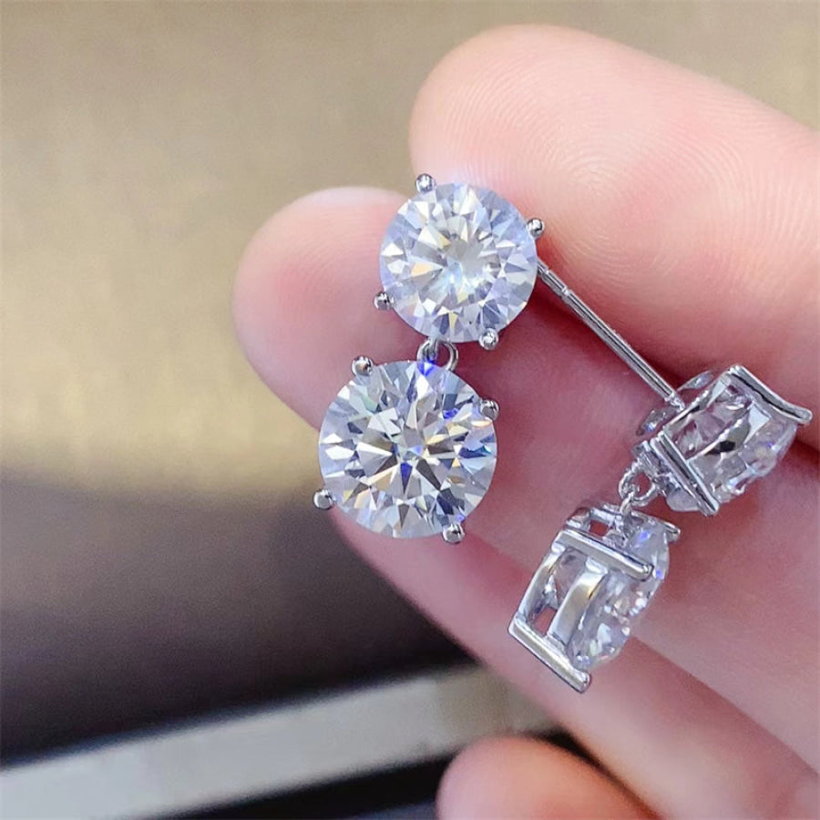 10 Carat Moissanite 925 Sterling Silver Earrings Silver / One Size Apparel and Accessories