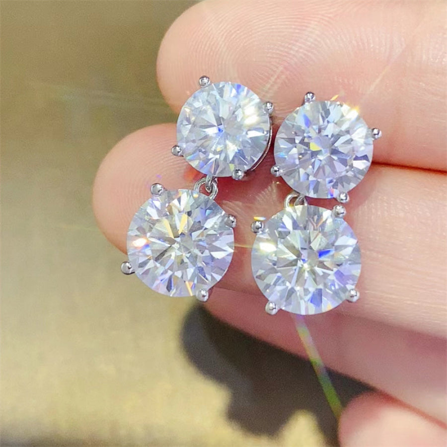 10 Carat Moissanite 925 Sterling Silver Earrings Silver / One Size Apparel and Accessories