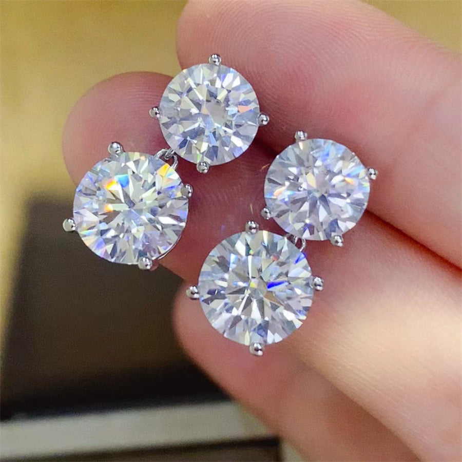 10 Carat Moissanite 925 Sterling Silver Earrings Silver / One Size Apparel and Accessories