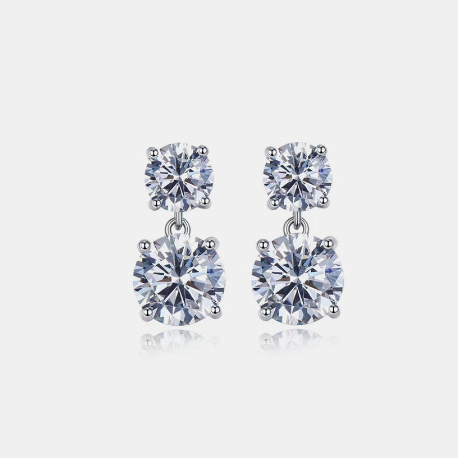 10 Carat Moissanite 925 Sterling Silver Earrings Silver / One Size Apparel and Accessories